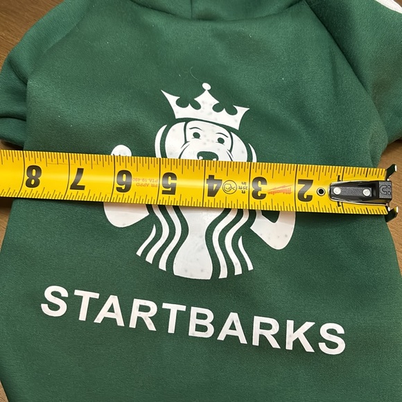 Starbucks Starbarks dog hoodie says size xl but fits small dog Girth 17.5 - Picture 5 of 5